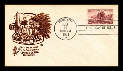 DR JIM STAMPS US COVER LEWIS AND CLARK EXPEDITION FDC HAND CANCEL THERMOGRAPHED
