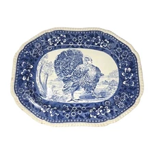 Antique Spode Copeland Blue Tower  Turkey Platter 19" x 15" July 1903 R.N.J Eng