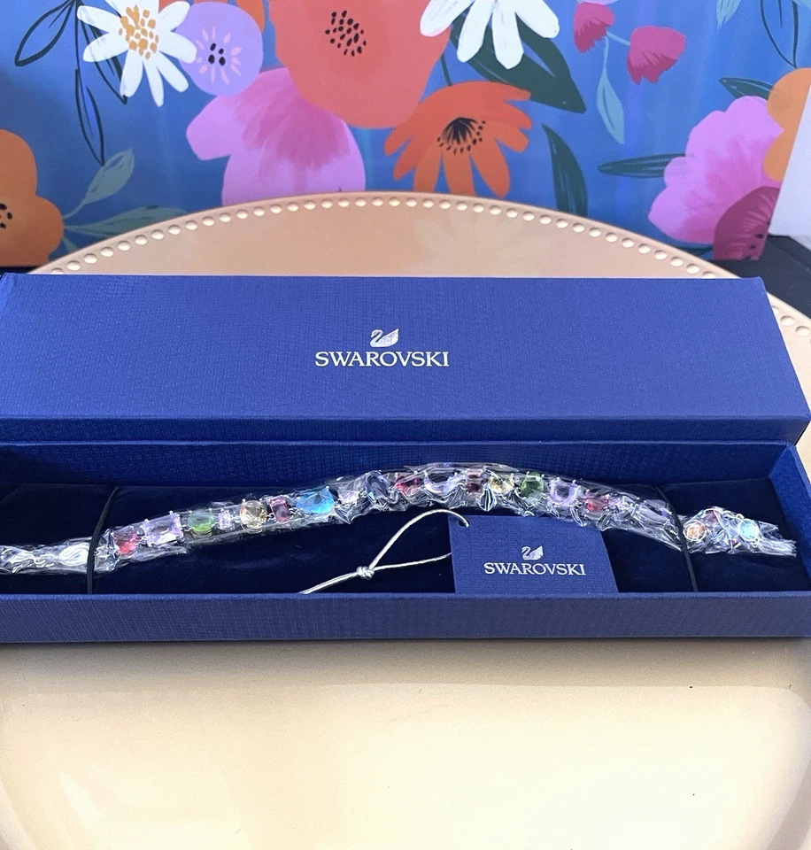 Swarovski GEMA Bracelet Mixed Cuts Multicolored Rhodium Plated SIZE M - NWT - Image 3 of 4