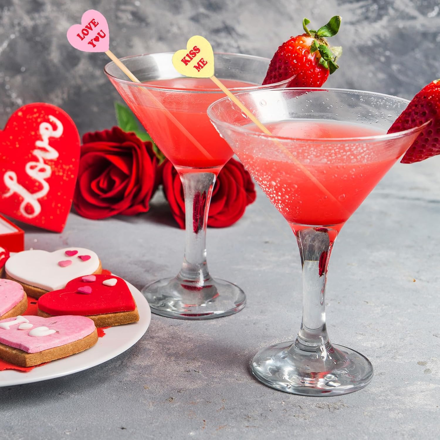 120Pcs Valentine'S Day Disposable Cocktail Picks 6 Styles Conversation Heart Sha thumbnail 4