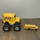 Lot of 2 School Bus Toys Monster Truck Bus & Small Plastic School Bus Yellow