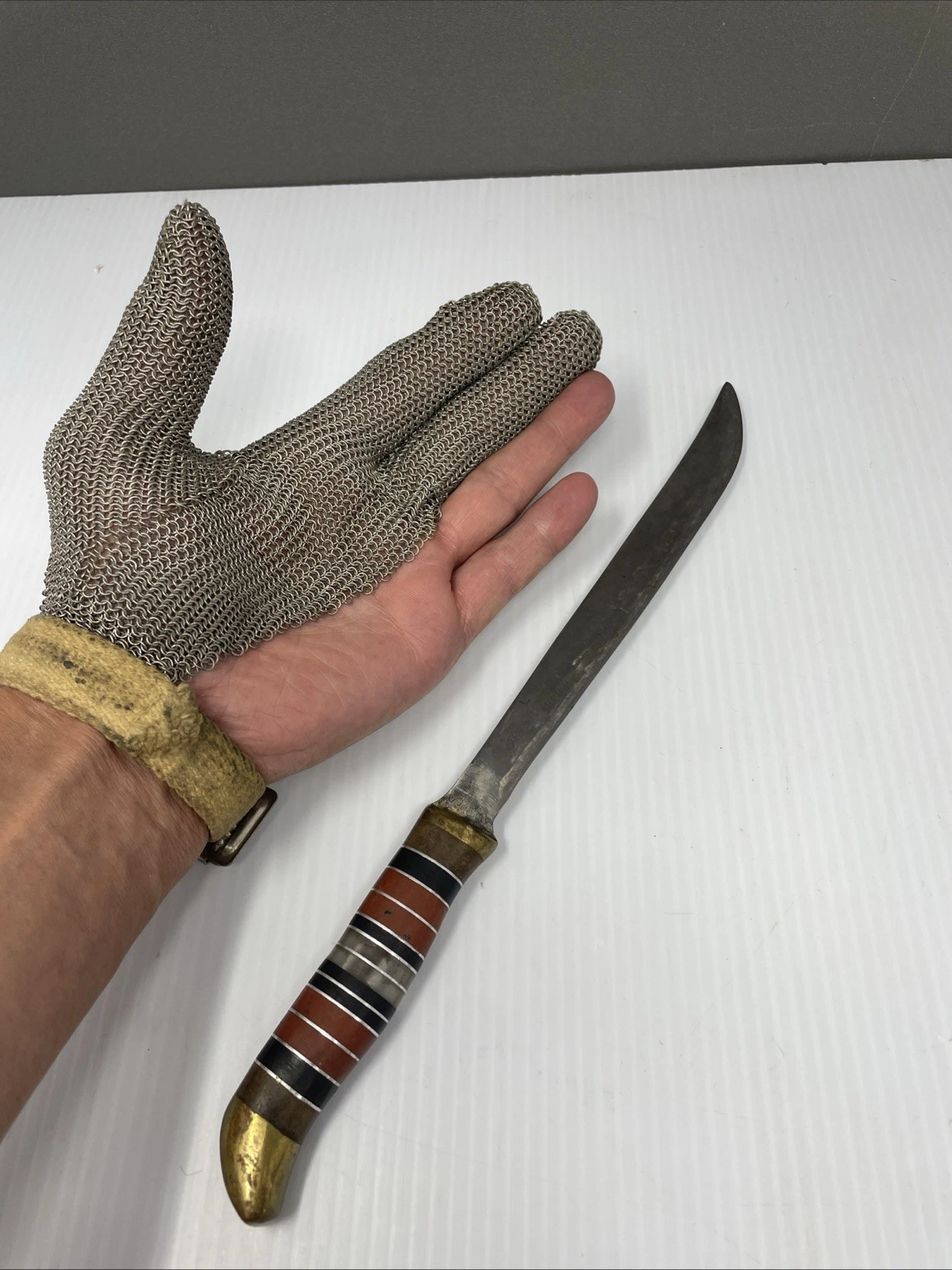 Vintage Fishing/Boning Filleting Chainmail 2 Finger/Thumb Glove Whiting & Davis