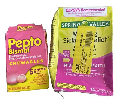 Spring Valley Morning Sickness Relief 30 Softgels Pepto Bismol 30 Chewable Tabs