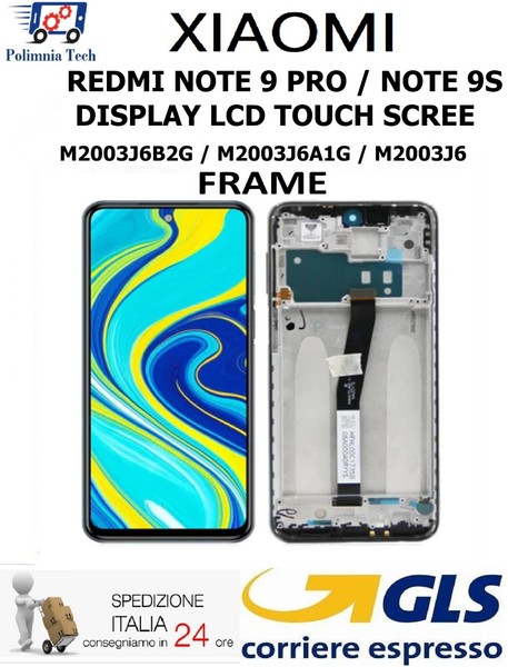 Xiaomi Redmi Note 9S / 9 S Touchscreen Display Rahmen Originale Pari GLS Schwarz-image