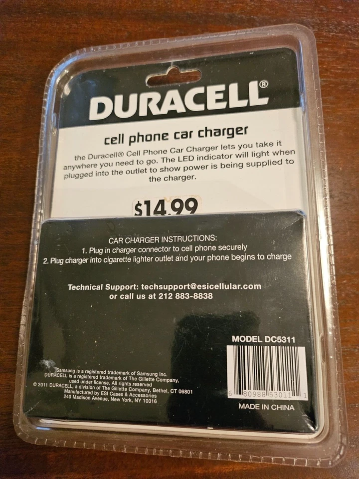 Cargador Coche Teléfono Celular Duracell Modelo DU5311 Nuevo Foto 2 de 2