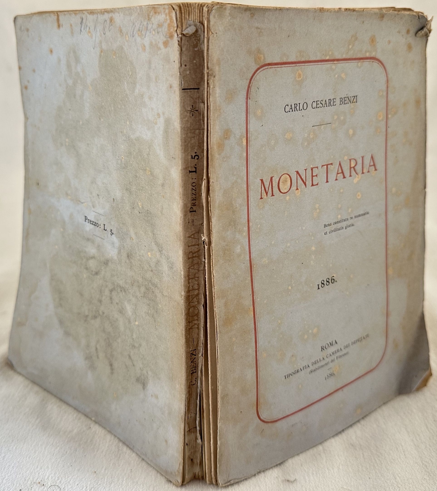 Monetaria Carlo Cesare Benzi 1886 Economía Monetaria Mineraria Bolsa Metales