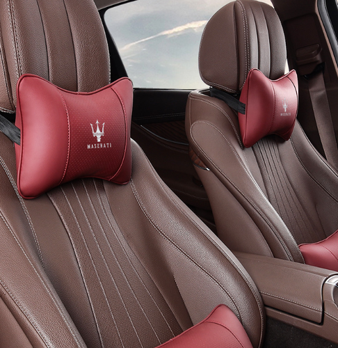 2X Para Maserati Coche Reposacabezas Protección Cuello Cuero Suave Cojín Cuello Ajuste - Imagen 15 de 19