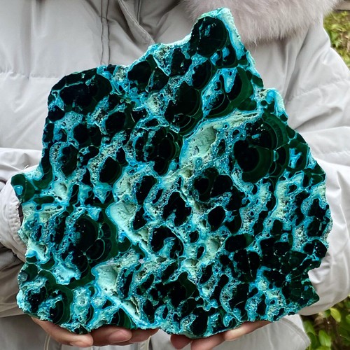 2.68LB Rare Natural silica malachite slice quartz crystal luster mineral specime - 第 1/12 張圖片