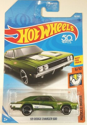 ホットウィール '69 ダッジ チャージャー ライムグリーン 2017 Hot Wheels Metallic Green '69 Dodge Charger 500 92/365 | eBay
