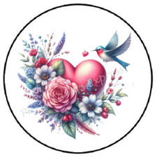 FLORAL HEART HUMMINGBIRD ENVELOPE SEALS LABELS STICKERS PARTY FAVORS