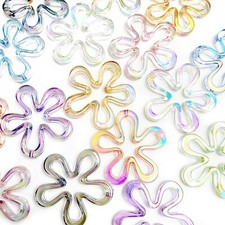 10Pcs 44mm Transparent Colorful Big Hollow Flower Spacer Bead For Jewelry Making