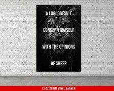 Motivational Lion Banner - Inspirational Home Gym Office Wall Decor