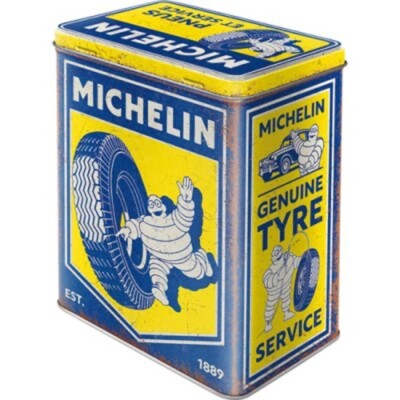 Michelin Reifen Vorratsdose Gr. L Metall Hoard Box Metal Vintage Bibendum