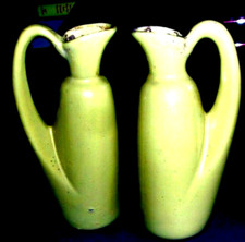 ANTIQUE LOT OF 2 YELLOW  POTTERY VASES
