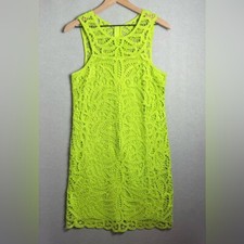 Lilly Pulitzer Shift Dress Matcha Green Seista Battenburg Lace Knit size 8