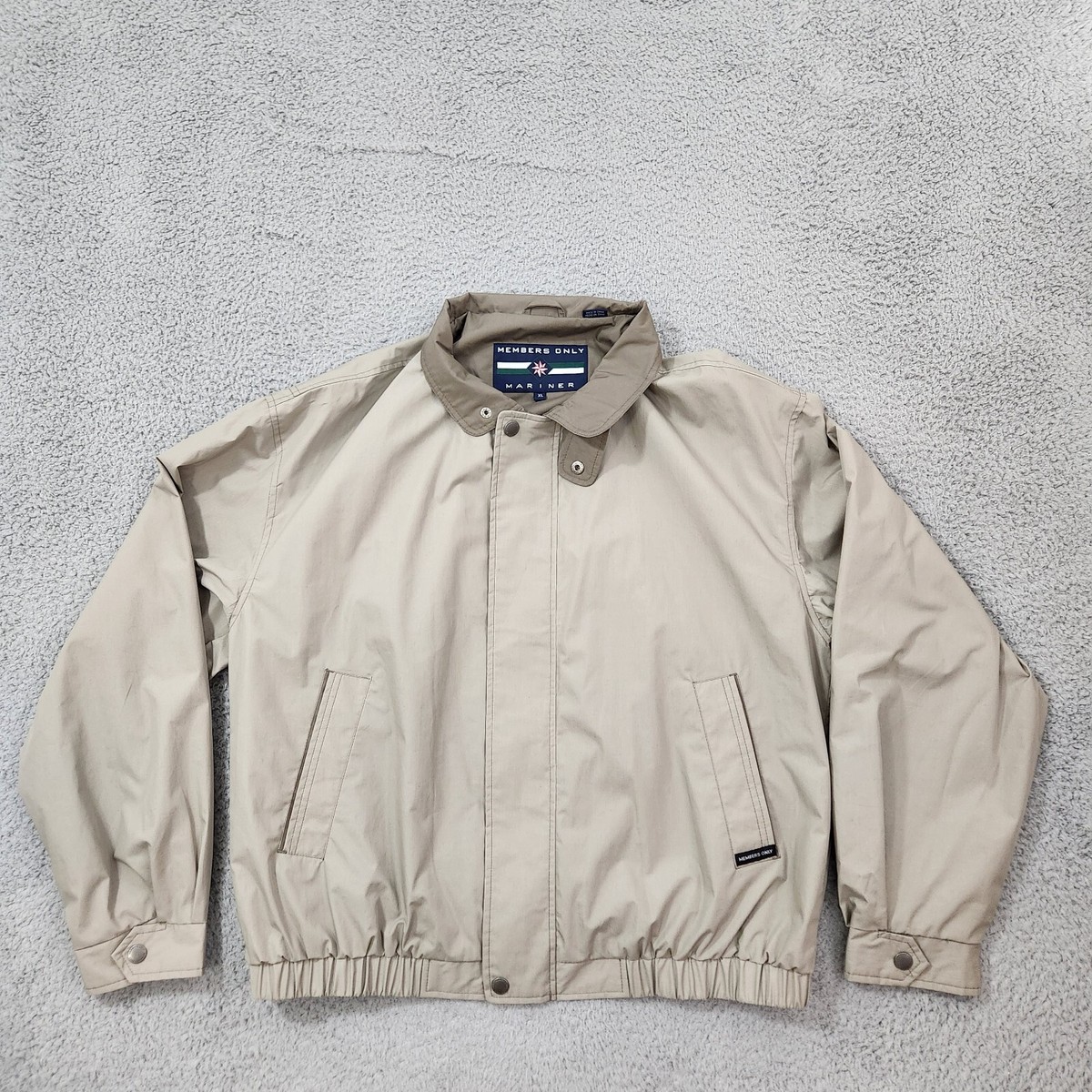 Members Only Mariner Jacket Mens XL Beige Bomber Windbreaker Basic
