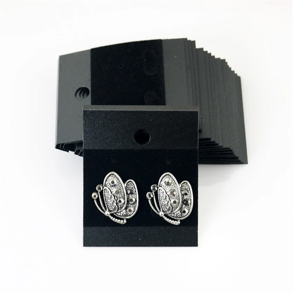100Pcs Jewelry Earring Ear Studs Hanging Display Holder Hang Cards Black 4.3*5.2 - Image 4 of 4