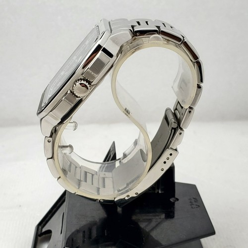 RARE FOSSIL INSCRIPTION FS5933 3 HAND DATE SQUARE BLACK MEN'S WATCH NEW BATTERY - Picture 3 of 10