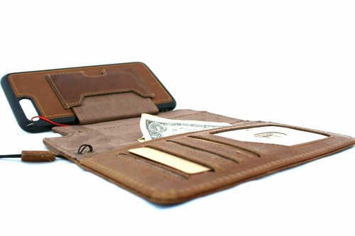 Custodia vera pelle per iPhone 7 Plus libro portafoglio cover supporto rimovibile gomma - Foto 3 di 8