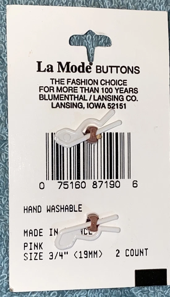 La Mode Buttons 3/4” 19mm Pink #41307 NOS - Image 3 of 3