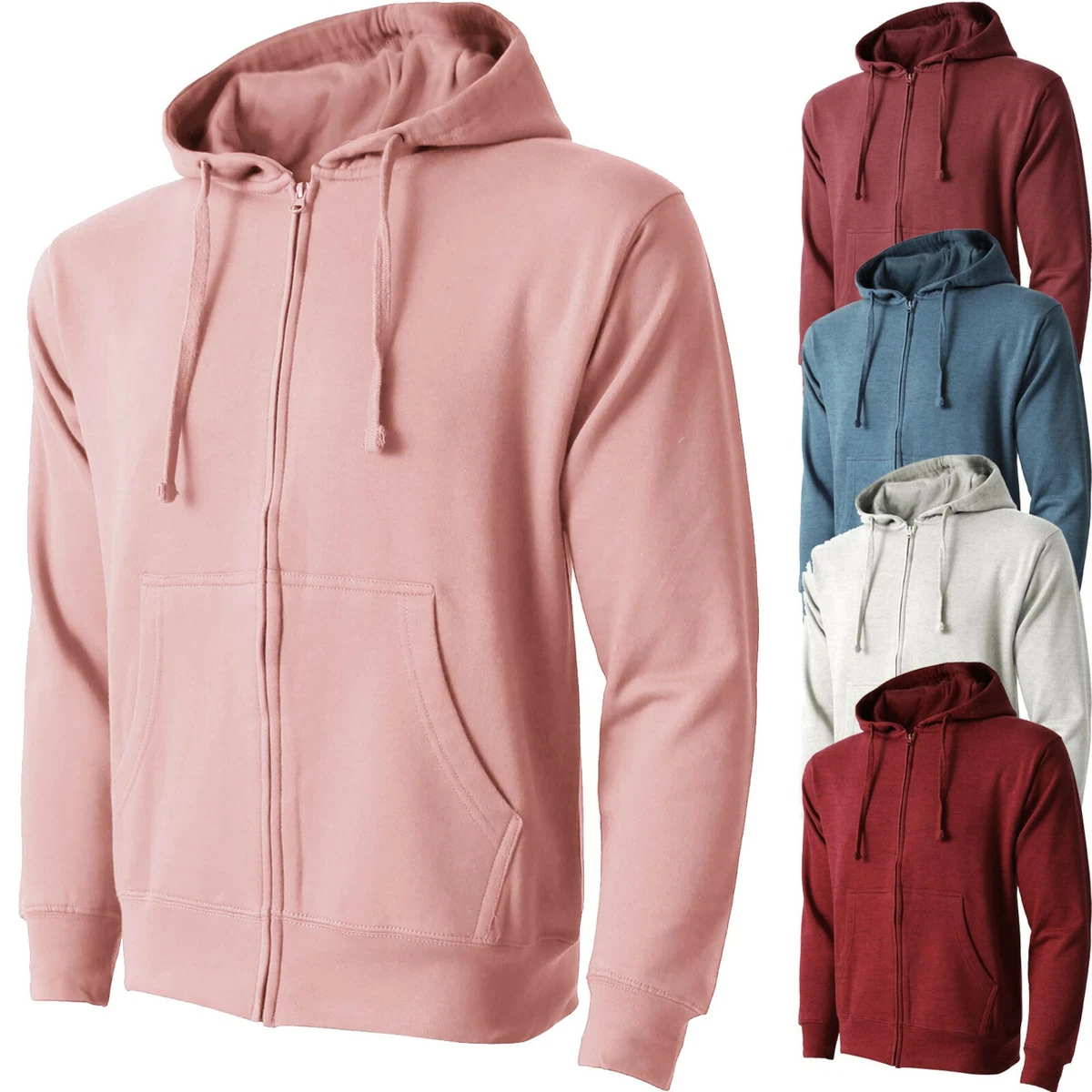Men Unisex Full Zip Up Hoodie Classic Zipper Hooded Sweatshirts Solid Casual  | eBay