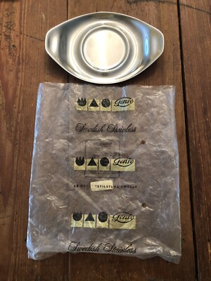 Swedish Mid Century Vintage Gense Stainless Steel 7.25  Candy Nut Dish Tray