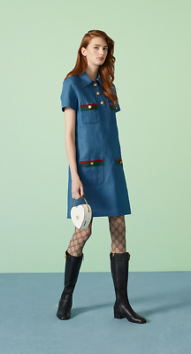 GUCCI Web denim dress with stripe detail 36 38 from Japan | eBay