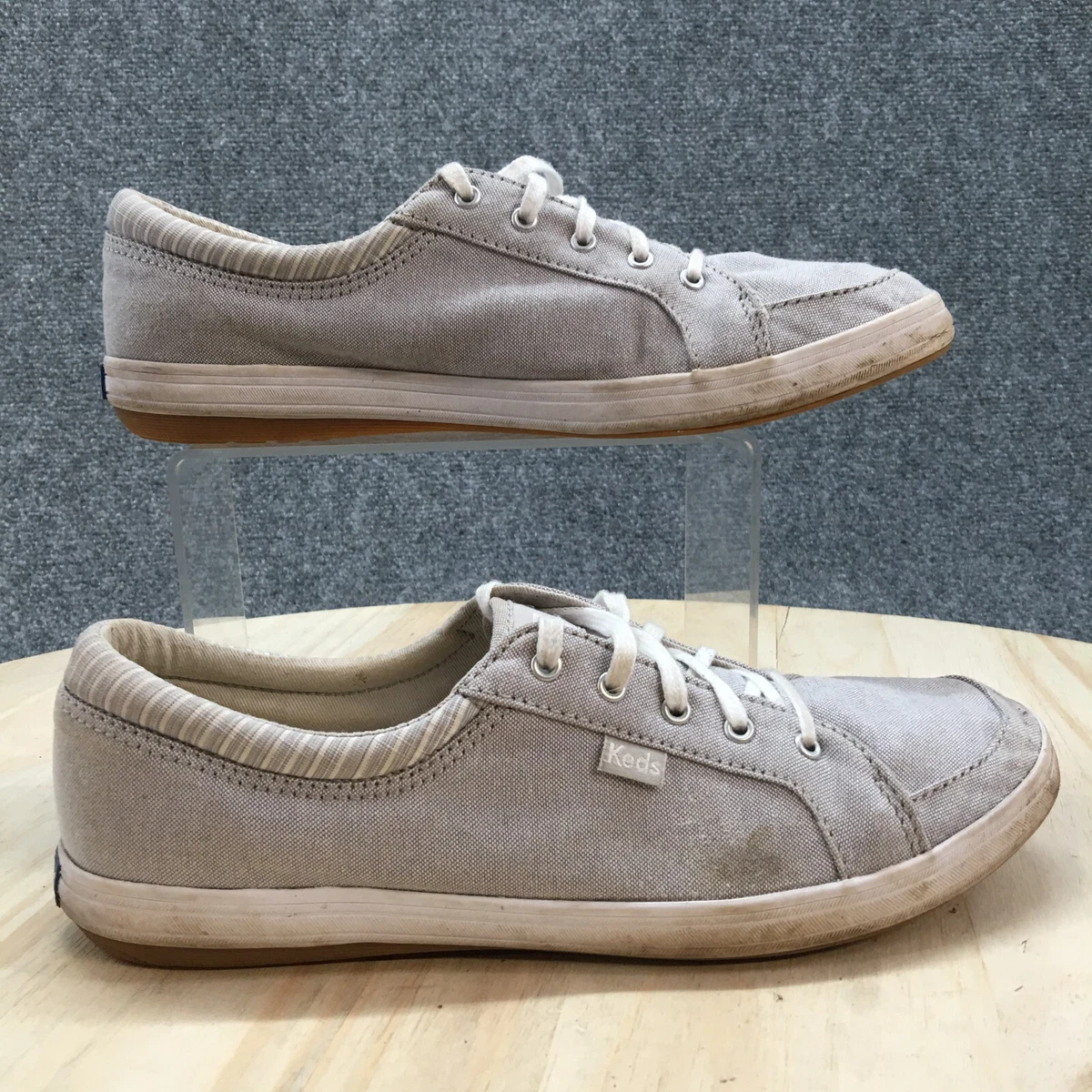 Keds Shoes Womens 8.5 Tour Chambray Stripe Low Sneakers WF63019 Gray Fabric