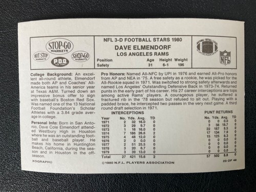 1980 STOP N GO 3D FOOTBALL STARS PICK CARDS YOU WANT - 第 48/99 張圖片