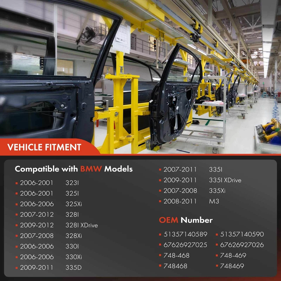 Regulador de ventana trasera con motor 2 piezas para BMW E90 E91 325i 328i 328xi 335i 335d M3 Foto 4 de 4