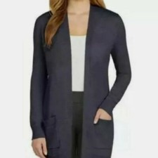 Matty M Ladies Open Front Duster Cardigan, NWT, Heather Navy Blue SMALL