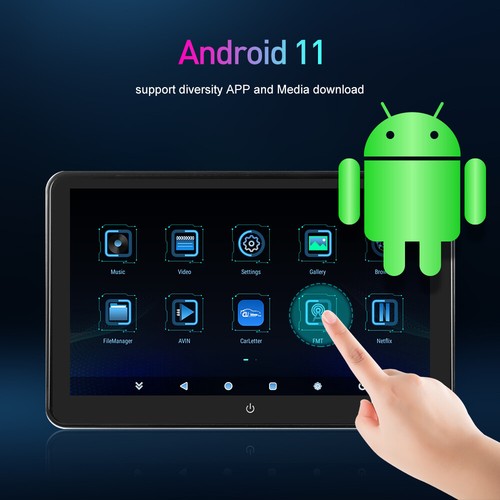 2PCs Car Rear Headrest Monitor 2+32GB Android 11 11.6'' Touch Screen Player WIFI - Picture 6 of 18