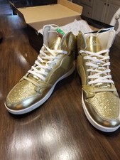 PASTRY GOLD GLITTER HIGH-TOP SNEAKER HIP HOP FASHION SHOE WOMENS Size 12 NEW