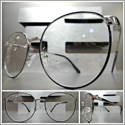 OVERSIZED EXAGGERATED RETRO Style READING EYE GLASSES READERS Silver Oval Frame