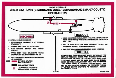 NAVY P-3 ORION AFT OBSERVER ORDNANCEMAN DITCHING BAILOUT STICKER PATROL SQUADRON