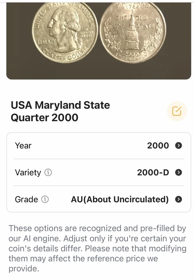 2000- D Maryland Statehood US Quarter *AU* Partial Collar Misaligned Doubled Die - Image 4 of 4