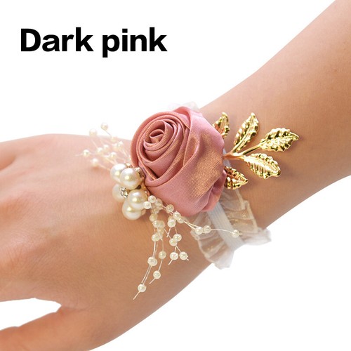 Wedding Bride Silk Flower Wrist Corsage Bouquet Wristband Bracelet Brooch Gift. - Picture 20 of 40