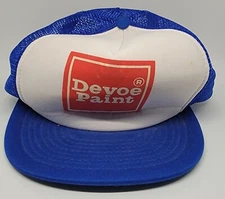 Devoe Paint Vintage Foam White/Blue Snapback Baseball Cap Hat Mesh Trucker Otto