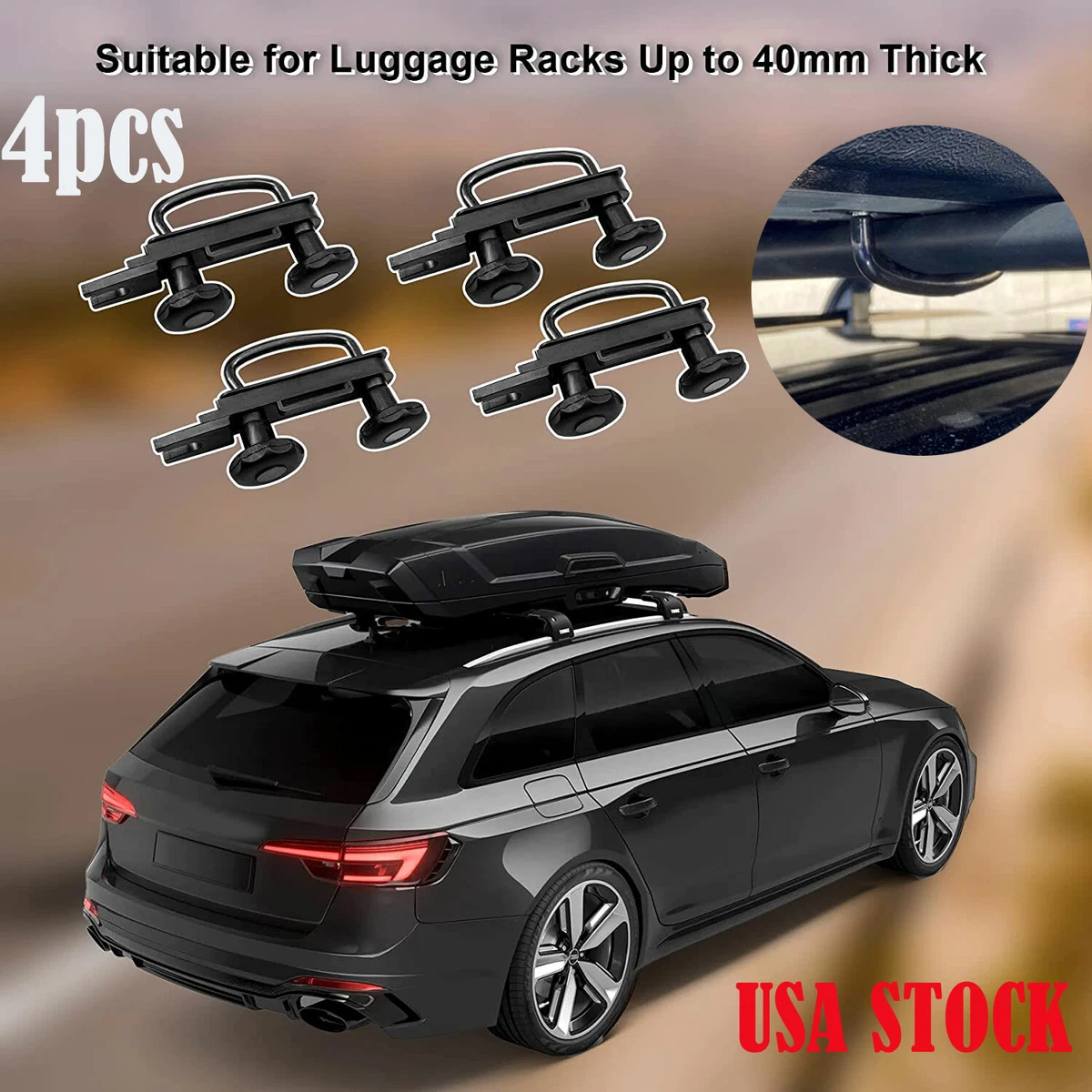 4x Universal Roof Box U Bolt Clamps Cargo Carrier Roof Rack Bracket Van Mounting