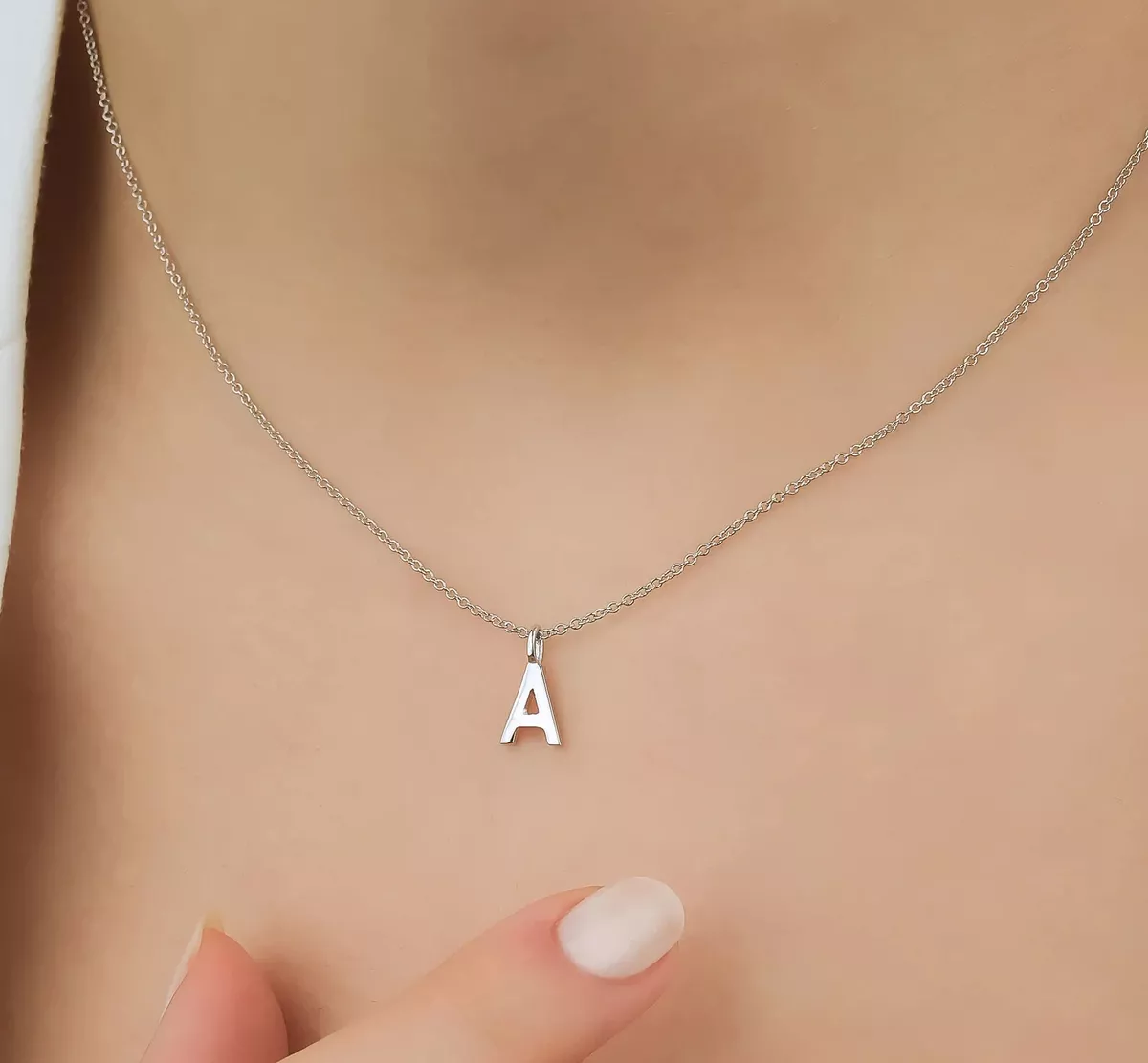 14KT White Gold Diamond Initial Necklace - Necklaces - Shop by Style (ships  in 4-6 weeks) - SHOP