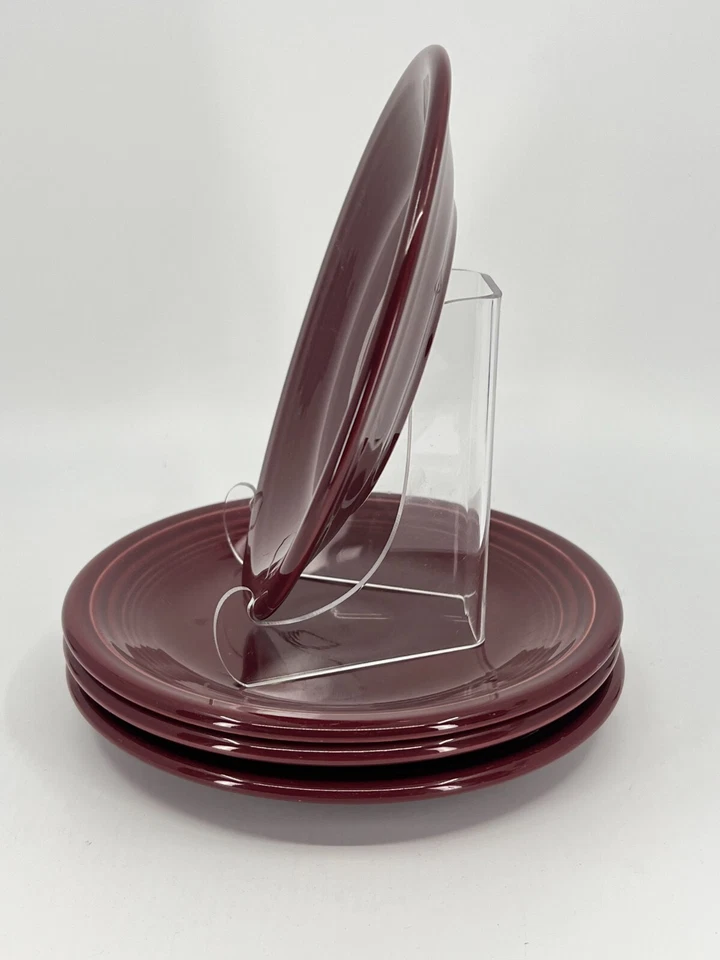 Set of 4 Fiestaware Fiesta Salad Dessert Plate Claret Maroon Bread Plates 7"D - Image 2 of 4