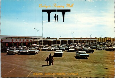 Regina Northgate Shopping Mall 1960s Parking Lot Cars Safeway Vintage Postcard