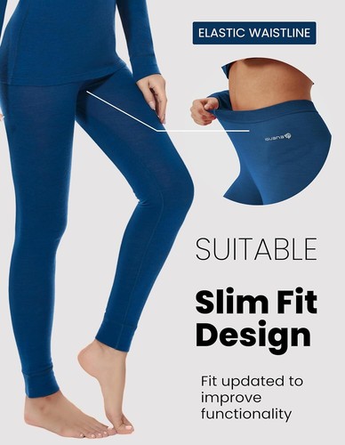 Mujeres 100% Lana Merino Capa Base Pantalones Invierno Ropa Interior Parte Inferior Larga Johns Regalo - Imagen 15 de 28