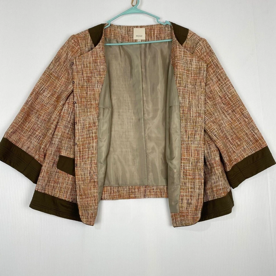 Sejour Women's Size 22W Pearson Tweed 3/4 Sleeve Blazer Pockets, Lined Cotton - Image 3 of 4