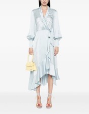 Zimmermann Asymmetric Ruffled Midi Silk Wrap Dress Size 0P NWT