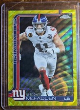 2025 Topps Chrome 🏈 #232 Micah McFadden🔥Yellow Wave Refractor 24/275🔥🔥