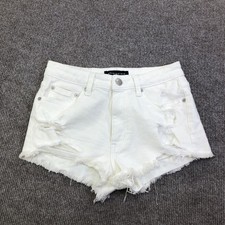 A ropostale Shorts Juniors 2 White Denim Vintage High Rise Shorty 2.5 Cutoff Hem