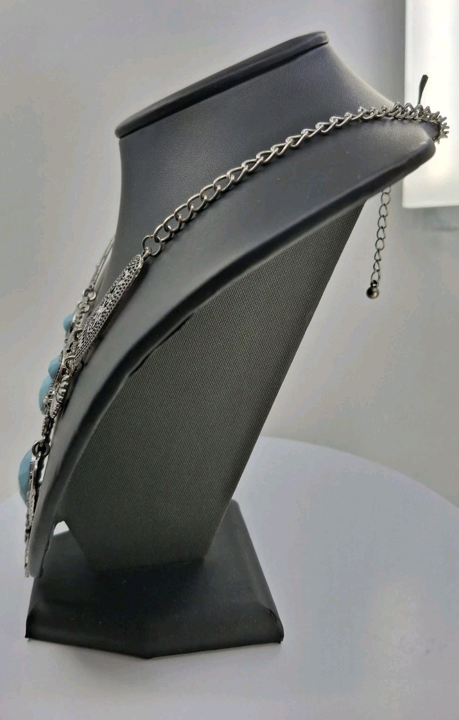 Large Light Blue Rhinestone Adjustable Hammered M… - image 4