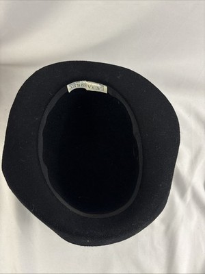 1980S LAURA ASHLEY BLACK WOOL HAT Laura Ashley Vintage Wool Hat: Black Brim, Satin Ribbon  main image 3