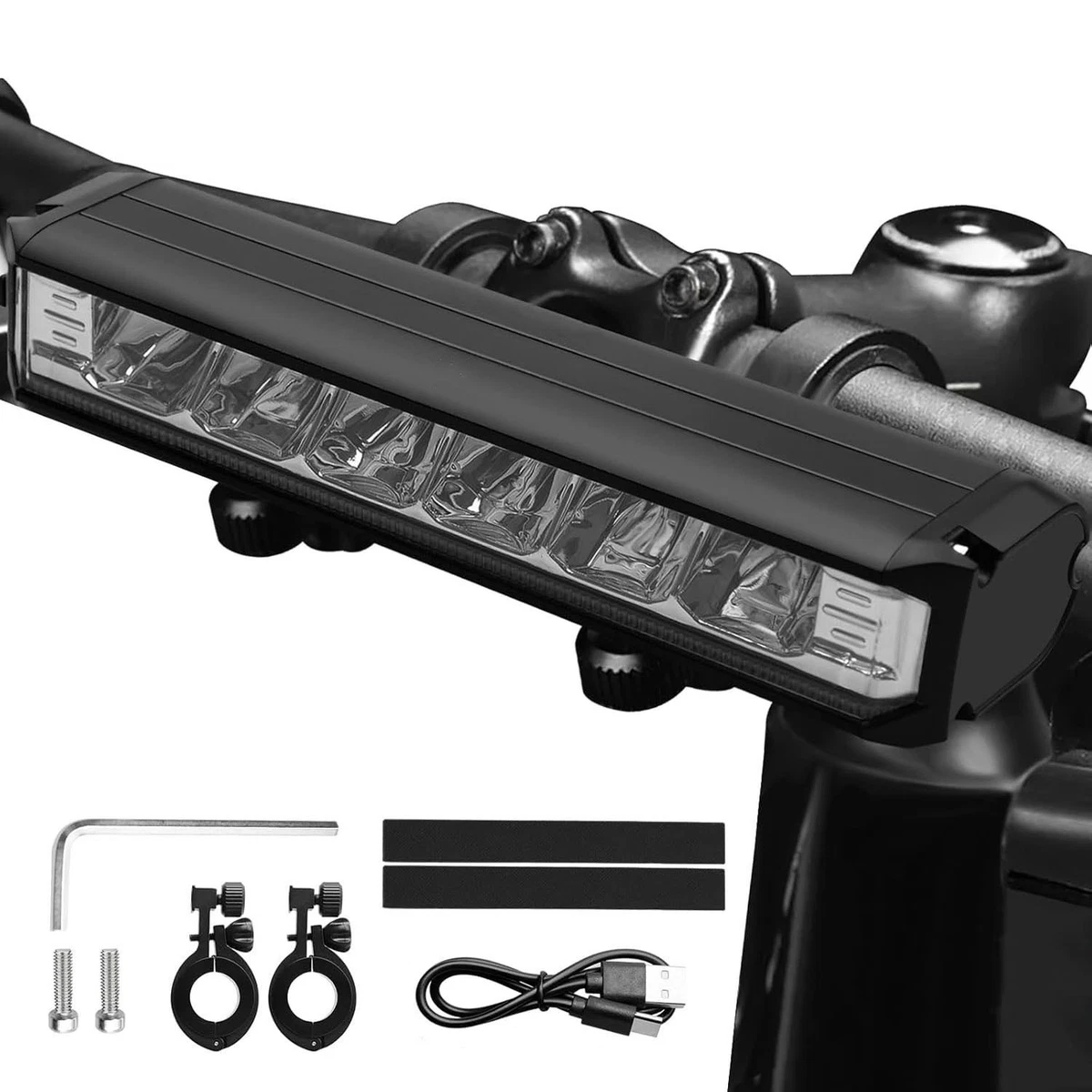 Bike Front Light Bar Bicycle USB Rechargeable LED Night Riding Lamp Headlight